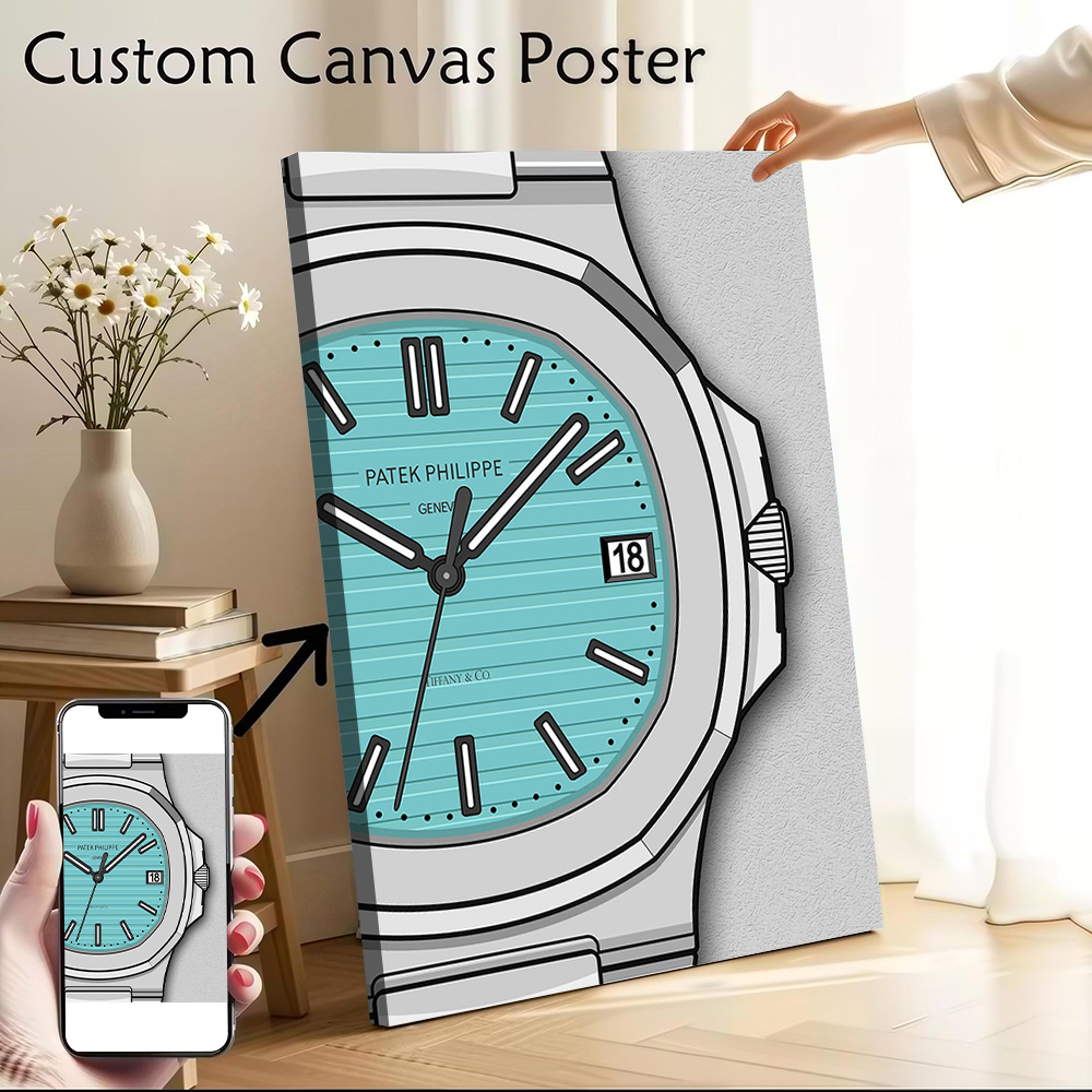 Art Craft Toys - Patek Philippe Cyanblaue Uhr Leinwand-Poster Anpassbare
