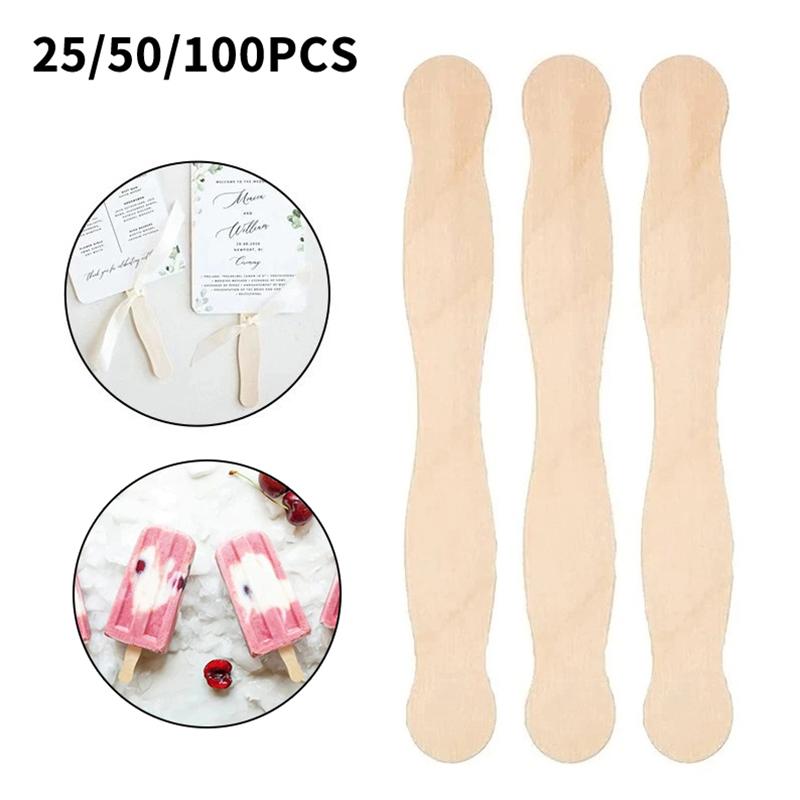 Art Craft With Ice Cream Stick - 25/50/100 Stück Eiscreme-Holzstäbchen, Eiscreme-Löffel, Bastelwerkzeug, Kuchenwerkzeug,