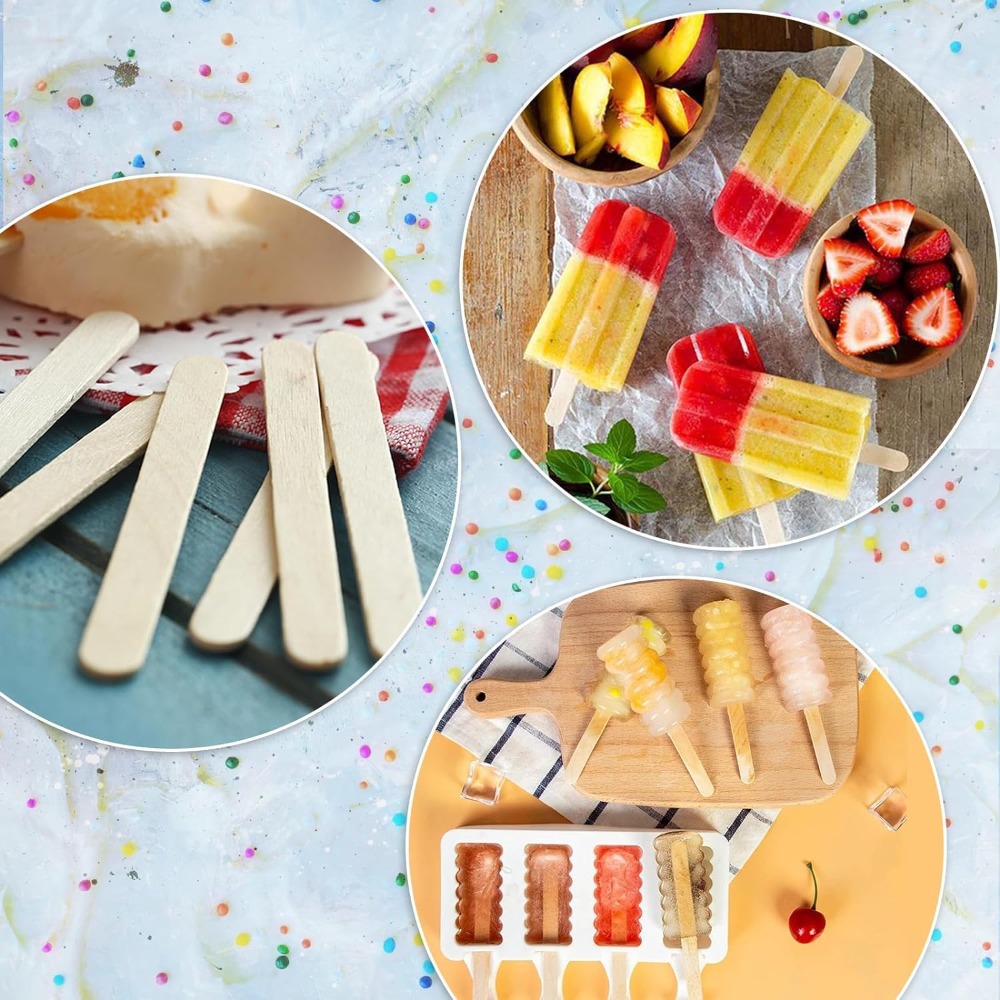 Art Craft With Ice Cream Stick - 210 Stück Natürliche Holz-Eisstiele für DIY-Bastelprojekte