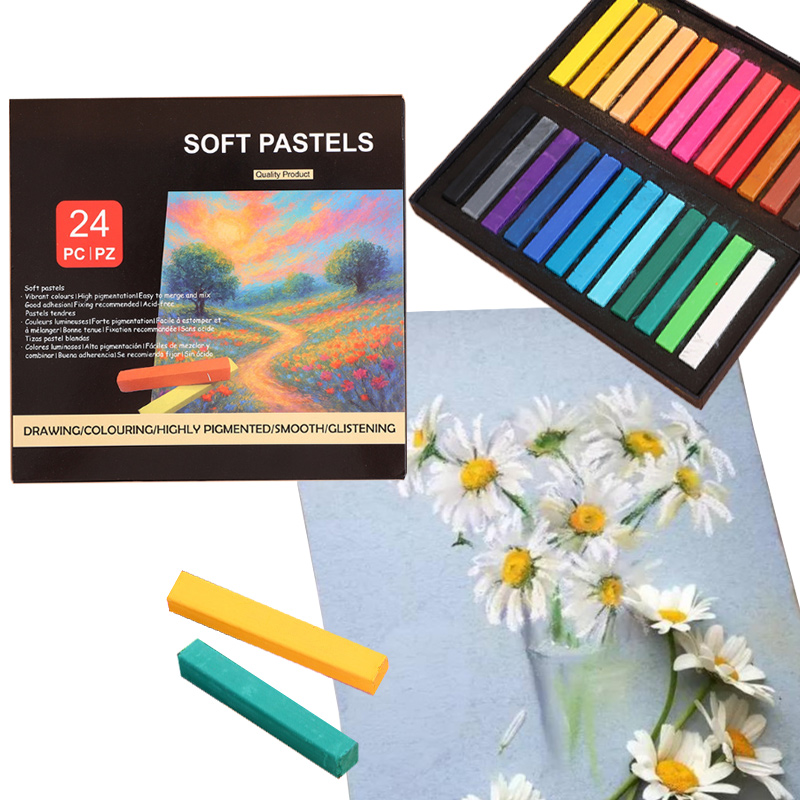 Chalk Pastel Set - 12/24 Farbkreide, weiches Pastell-Set, hohe Sättigung,