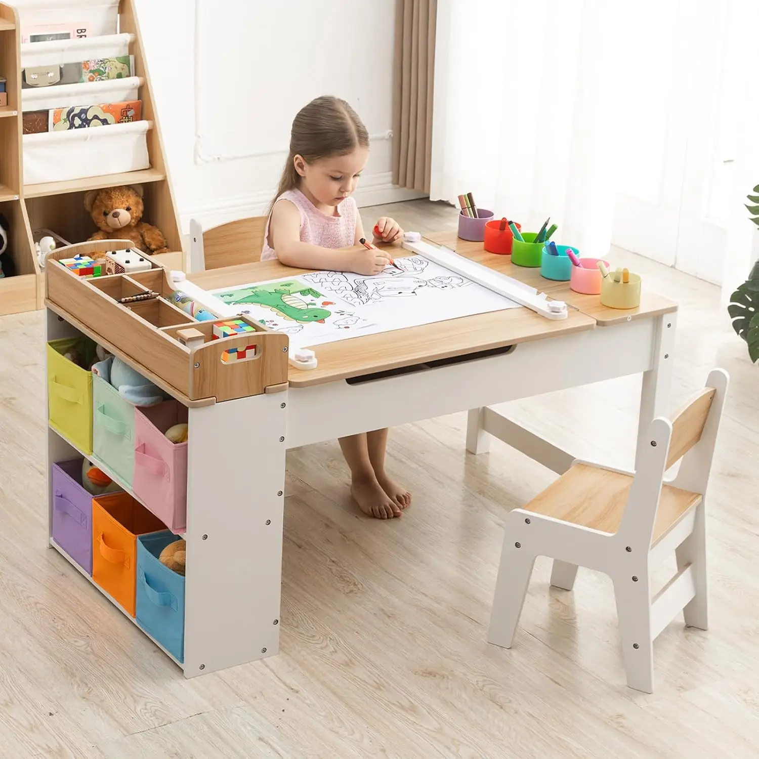 Art Craft Toddler - Kinder-Mal- und Zeichentisch-Set mit 2 Stühlen