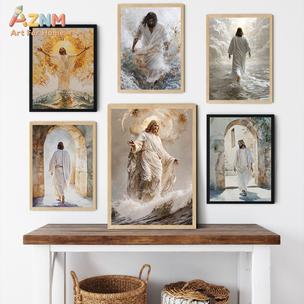 Art Craft Toys - AZNM Jesus Christus Leinwanddruck „Gehend auf