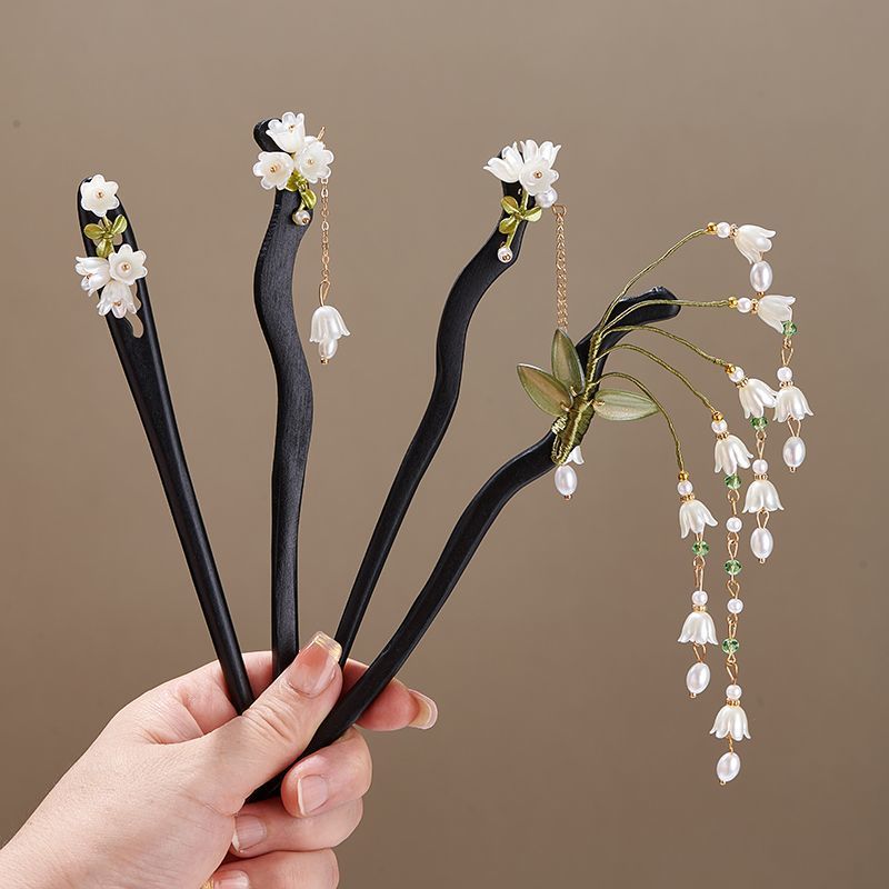 Art Craft Shop - Holzblumen-Haarnadel im Vintage-Stil mit Convallaria Majalis