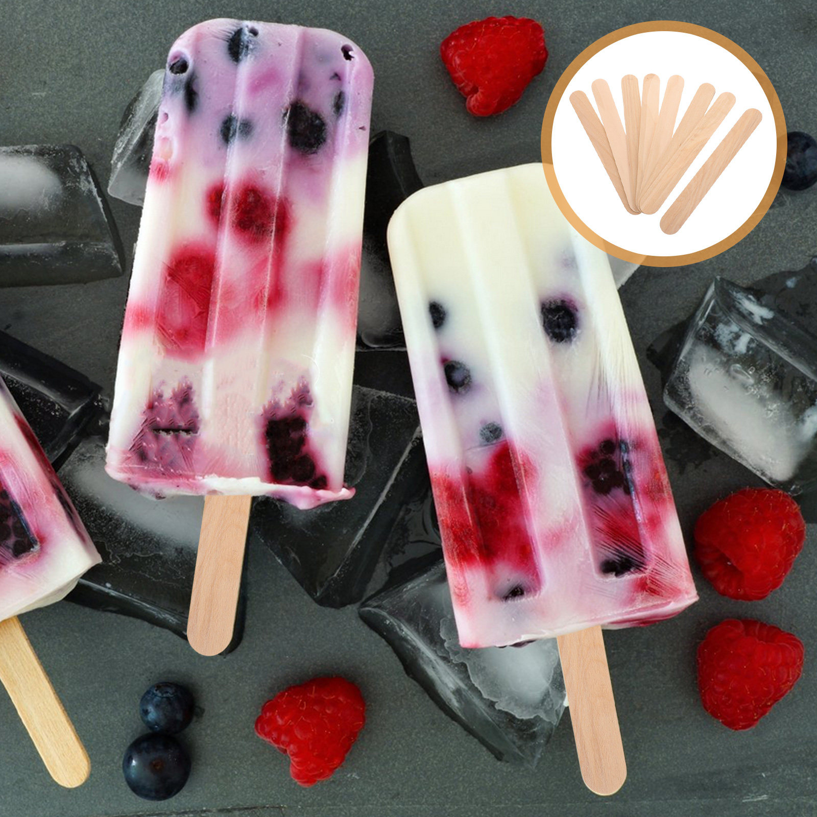Art Craft With Ice Cream Stick - 50 Stück Eiscreme-Holzstäbchen, glatte, sichere Holzstäbchen