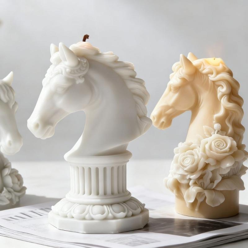 Art Craft Horse - Silikonform Pferdeskulptur Kerzenmacher mit römischer Säulenbasis
