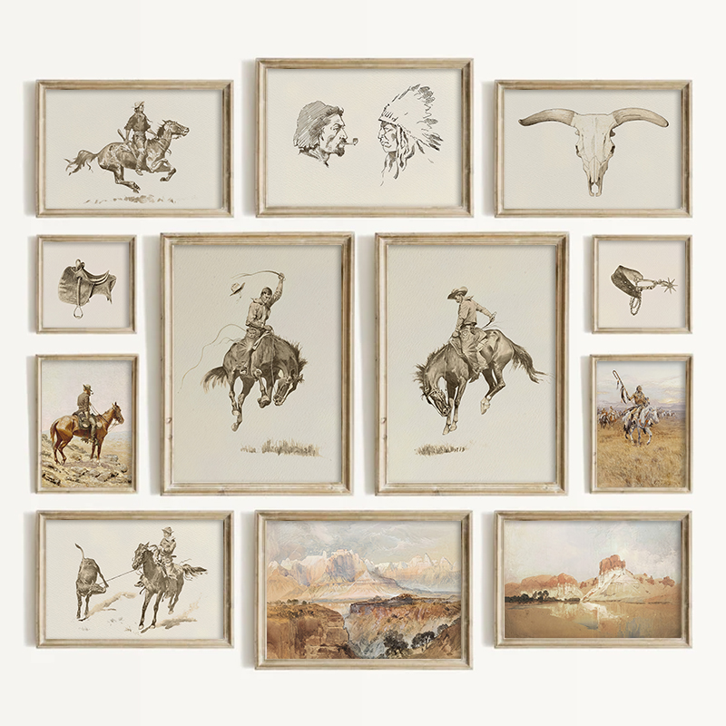 Art Craft Toys - Südwestlicher Cowboy-Wandkunst-Stil Vintage Western-Drucke Wohnzimmer-Dekoration Amerikanisches