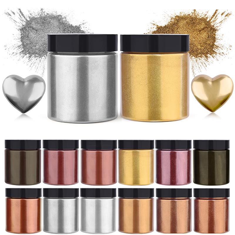 Resin Pigment Powder - 50g Schimmer Metallic Gold Silber Farbe