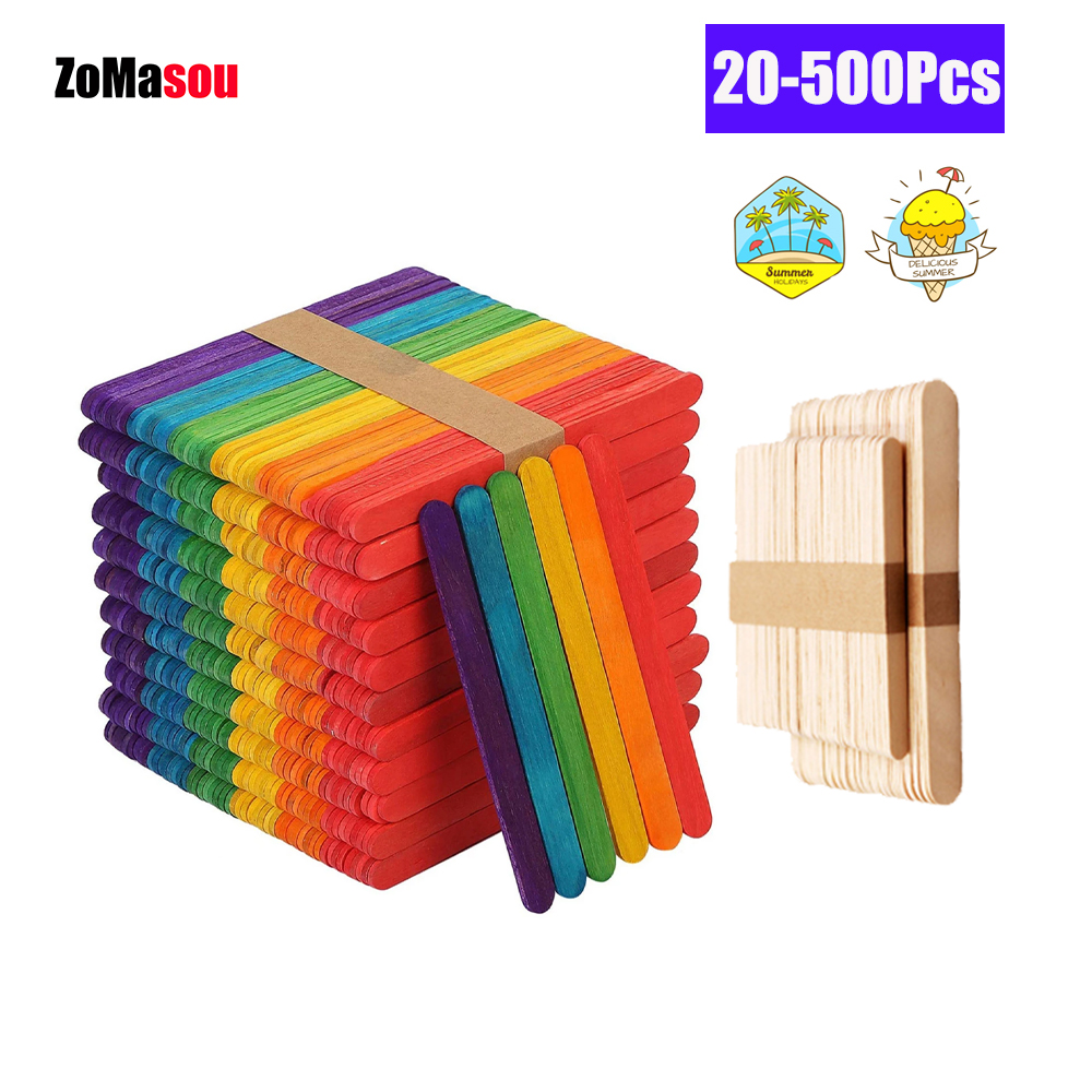 Art Craft With Ice Cream Stick - 20/100/500Pcs Eis Popsicle Sticks Natürliche Holz
