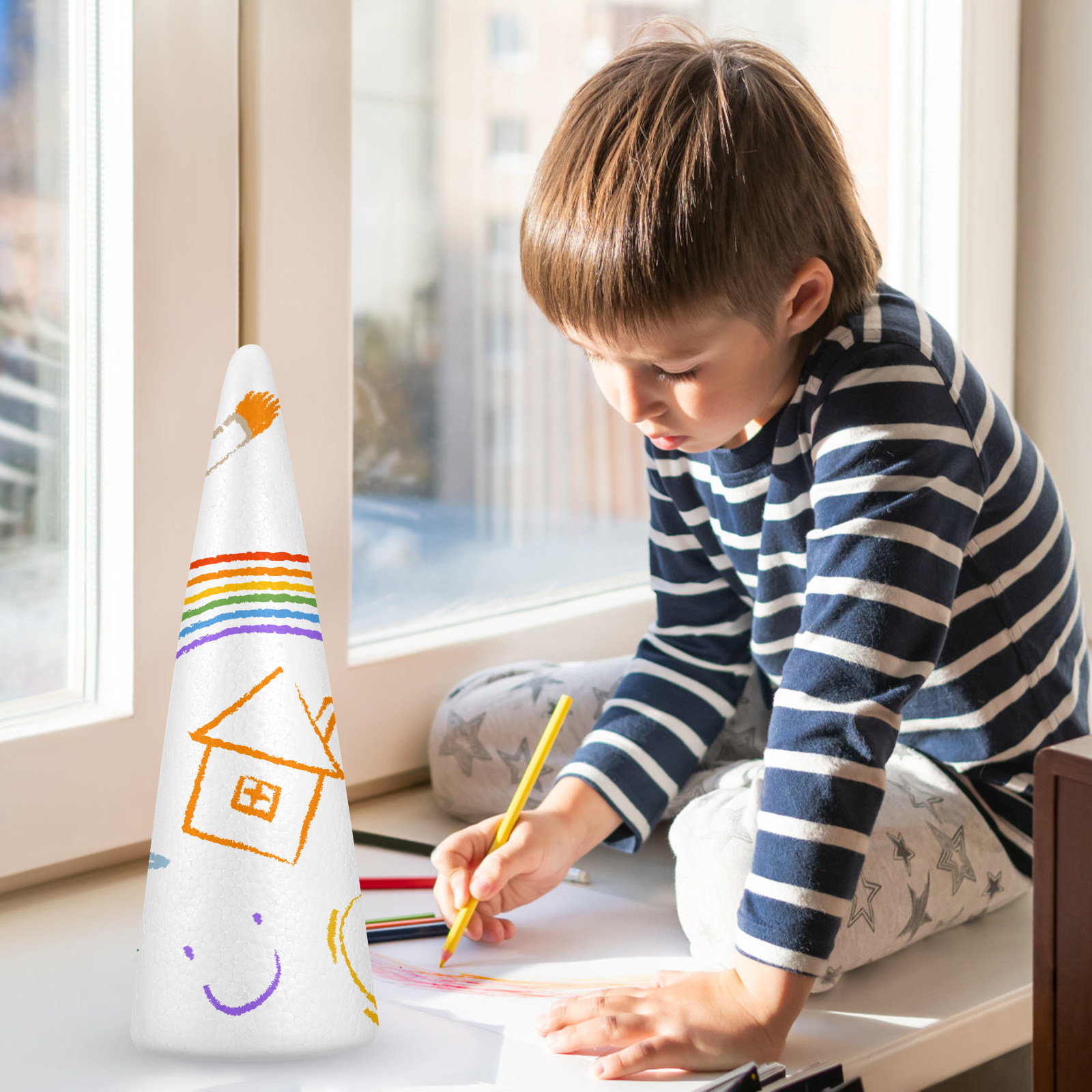 Art Craft For Kids - 2 Stück Weihnachts-Schaumstoffkägel Bastelzubehör Kinder DIY